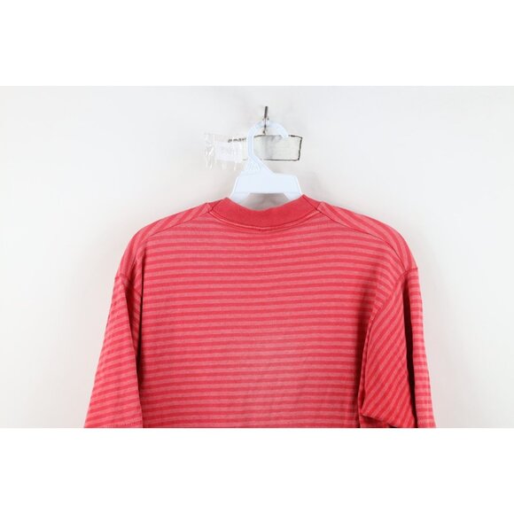 Vintage 90s Streetwear Mens Medium Faded Striped Short Sleeve T-Shirt Red Pink - Picture 12 of 13